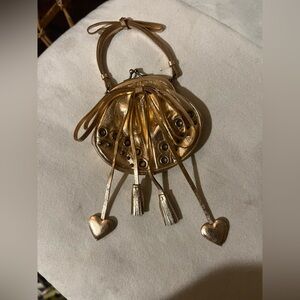 Isabella Fiore mini champagne colored leather coin purse